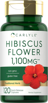 Carlyle Hibiscus Flower Extract 1100 Mg | 120 Capsules | Gluten Free Supplement - $17.54