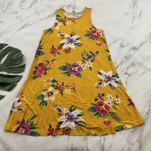 Old Navy Womens Sleeveless Shift Dress Size M Yellow Pink Tropical Floral Tank - $16.82