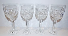 Lovely Set Of 4 Lenox Crystal Monticello Cut Fan &amp; Dot 6 1/2&quot; Wine Glasses - £51.43 GBP