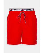 Tommy Hilfiger Double Waist Drawstring Swim Trunks Mens L Red Mesh Lined... - £27.27 GBP