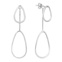 Abstract Geometry 2-piece Front-to-Back Ovals Sterling Silver Post Drop Earrings - £13.28 GBP