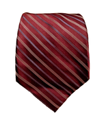 Calvin Klein 100% Silk Men’s Neck Tie Red Burgundy Gold Multi Striped - $16.28 CAD