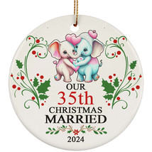 Our 35th Years Christmas Married Ornament Gift 35 Anniversary &amp; Elephant Couple - £11.83 GBP