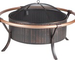Fire Sense 60859 Fire Pit Copper Rail Steel Fire Bowl With Weave Pattern... - $180.97