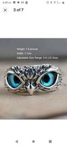 New Vintage Demon Eye Owl Ring Unisex Retro Animal Open Adjustable Ring Blue Red - £75.93 GBP