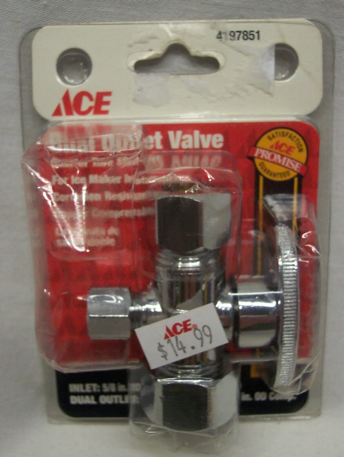 ACE 4197851 Dual Outlet Valve, Inlet 5/8", Dual Outlet 1/2" x 1/4" NEW - $9.90