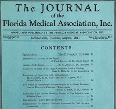 Florida Medical Association Journal 1941 WW2 Era Antique Magazine V28 No2 E48 - £31.38 GBP