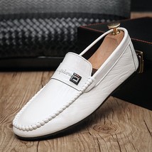 2022 Spring Autumn Men&#39;s Dress Shoes White Loafers Leather Casual Shoes Slip on  - £60.83 GBP