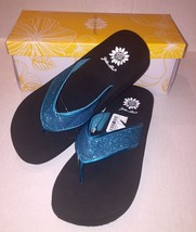 Yellow Box Womens Flip Flops Turquoise Teal Glitter Sandals Aidan NWOB A... - $36.78