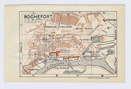 1926 Original Vintage City Map Of Rochefort / CHARENTE-MARITIME / France - $23.05