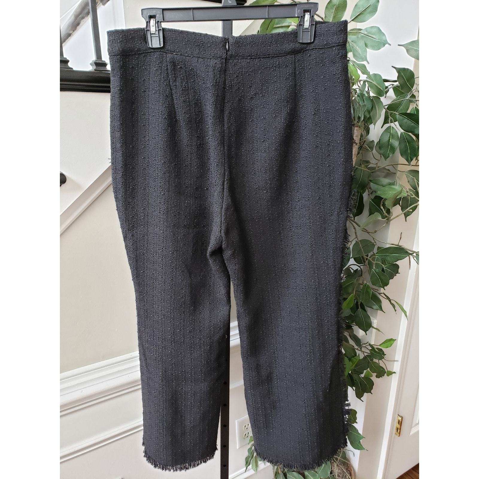 SHEIN Pants Womens Size 12 Black Polyester Pockets Back Zip Flat Front Wide Leg Item image 2