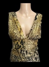 Double Zero Mini Shimmering Dress Leopard Print Short Bodycon Sleeveless Size Sm - £30.85 GBP