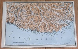 1913 Antique Map Of Vicinity Of San Remo Sanremo / Liguria / Italy - £18.05 GBP