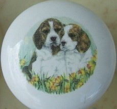 Ceramic Cabinet Knobs Knob  w/ Beagle PUPPIES #2 DOG - £3.48 GBP
