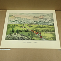 The Great West / The Route to CA 2 Sided Currier Ives Litho Reprint 12x15&quot; - £14.48 GBP