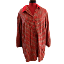 Victoria&#39; Secret Country Medium Red green Plaid Flannel Nightshirt Pajamas gown - £24.72 GBP