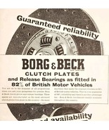 1957 Borg And Beck Clutch Plates Import Advertisement Autocar Automobili... - $564.13 MXN