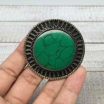 1.9&quot;x0.3&quot; Turkmen Ring Afghan Tribal Round Synthetic Green Turquoise,7,7.5,TR129 - £7.07 GBP