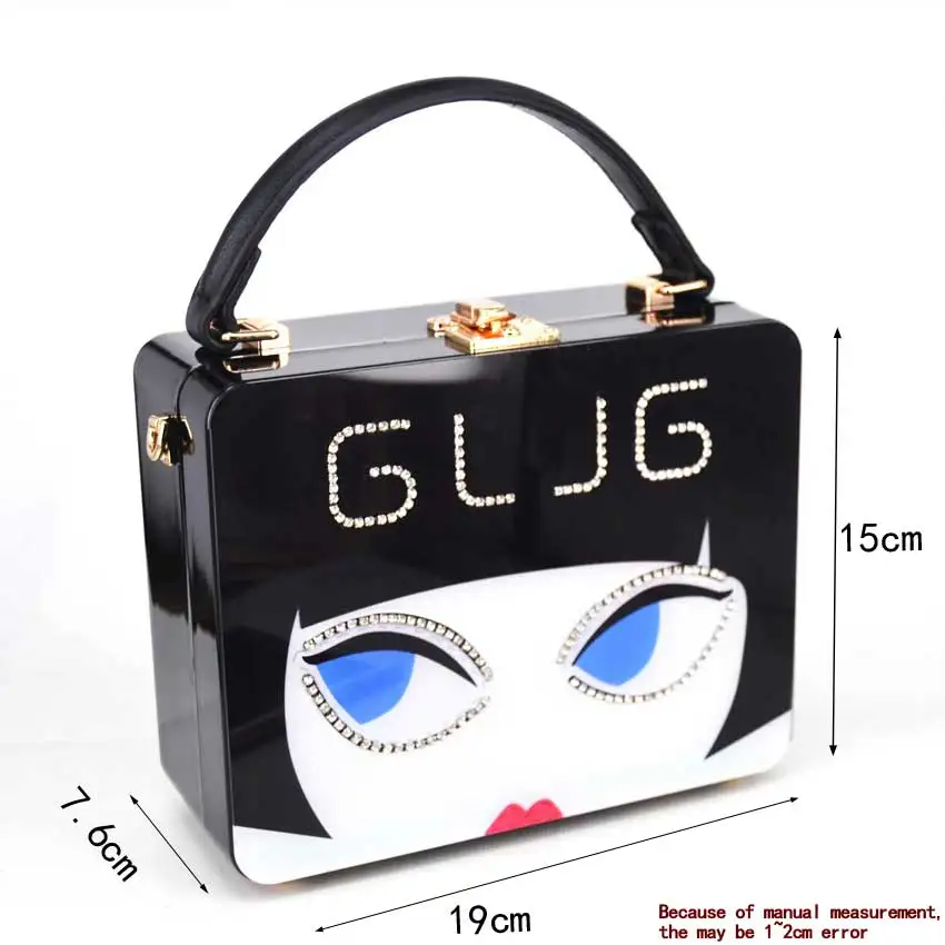 Fashion girl glasses Acrylic Mini Tote Bags My Way Letter Box Shoulder Bags Blac - £59.72 GBP