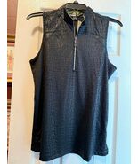 NWT Jamie Sadock BLACK Pebble Embossed Sleeveless Mock Golf Shirt - M - $49.99