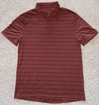 Lululemon Polo Shirt Stripe Performance Short Sleeve Men’s Size Medium Red - £27.97 GBP