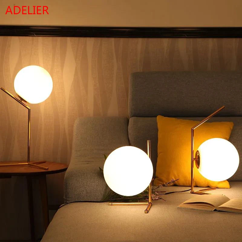 Ss ball table lamps gold nordic simple bedroom bedside reading desk lamp home decor e14 thumb200