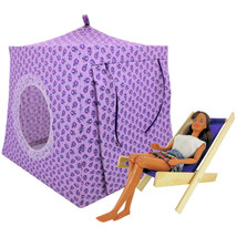 Light Purple Tent, 2 Sleeping Bags, Rosebud Print for Dolls, Stuffed Animals - £20.11 GBP