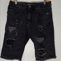 Distressed Black Denim Shorts - $9.80