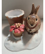 Natures Sketchbook Hallmark Marjolein Bastin Bunny Votive Rabbit Poinset... - $9.99