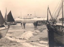 SS Schwerin Car Ferry Ship Ice Bound German RPPC Real Photo Postcard - £15.16 GBP