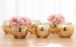 Lynnsdecor Set Of 6 Bling Vase Round Golden Vase Silver Vase Rose, Gold, Medium - £35.54 GBP