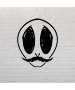Alien w/ Mustache Silhouette Decal | White/Black | Premium Quality | 5&quot; ... - $6.89