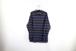Vintage 90s Streetwear Mens Large Faded Striped Mock  Neck Long Sleeve T-Shirt - £31.28 GBP