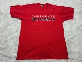 Corporate Olympics L T-Shirt Red Single-Stitch Mercy Hospital Macomb Daily VTG - £7.21 GBP