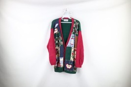 Vintage 90s Streetwear Womens XL Hand Knit Farmhouse Flower Cardigan Swe... - £47.44 GBP