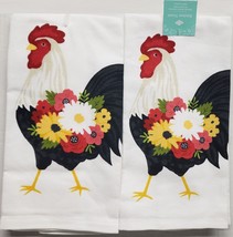 Set of 2 Same Printed Cotton Kitchen Towels (16&quot;x26&quot;) ROOSTER &amp; FLOWERS,... - $15.83