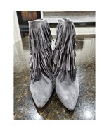 Steve Madden Women&#39;s Gray Suede Leather Zipper Trendy Fringe Ankle Boots... - $64.99 CAD
