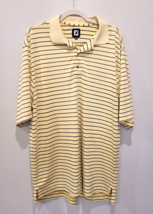 FootJoy Polo Golf Shirt Mens L Large Yellow Grey Striped Golf Casual S/S FJ - $9.45