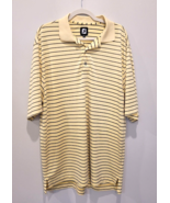 FootJoy Polo Golf Shirt Mens L Large Yellow Grey Striped Golf Casual S/S FJ - $12.96 CAD