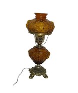 Vintage Amber Glass Cherub Table Lamp Victorian Antique Style Hurricane ... - €52,21 EUR