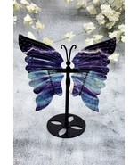 Stunning Rainbow Flourite Butterfly Wings With Custom Stand, Crystal But... - £46.98 GBP