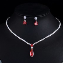 Top Red Purple Cubic Zirconia Water Drop Fashion Women Engagement Party Jewelry  - £21.31 GBP