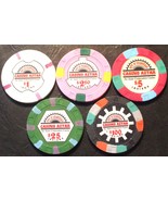 Casino Aztar Casino Chip Sample Set - Evansville, Indiana - 1995 - 5 Chips - $28.95