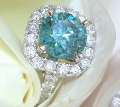2.50Ct Round CZ Blue Topaz Engagement Ring 14K White Gold Plated - 925 Silver - £113.94 GBP