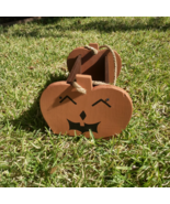 Pumpkin 2 face shaped wood caddy candy bar w Jute Rope Handle Trick or t... - $79.99