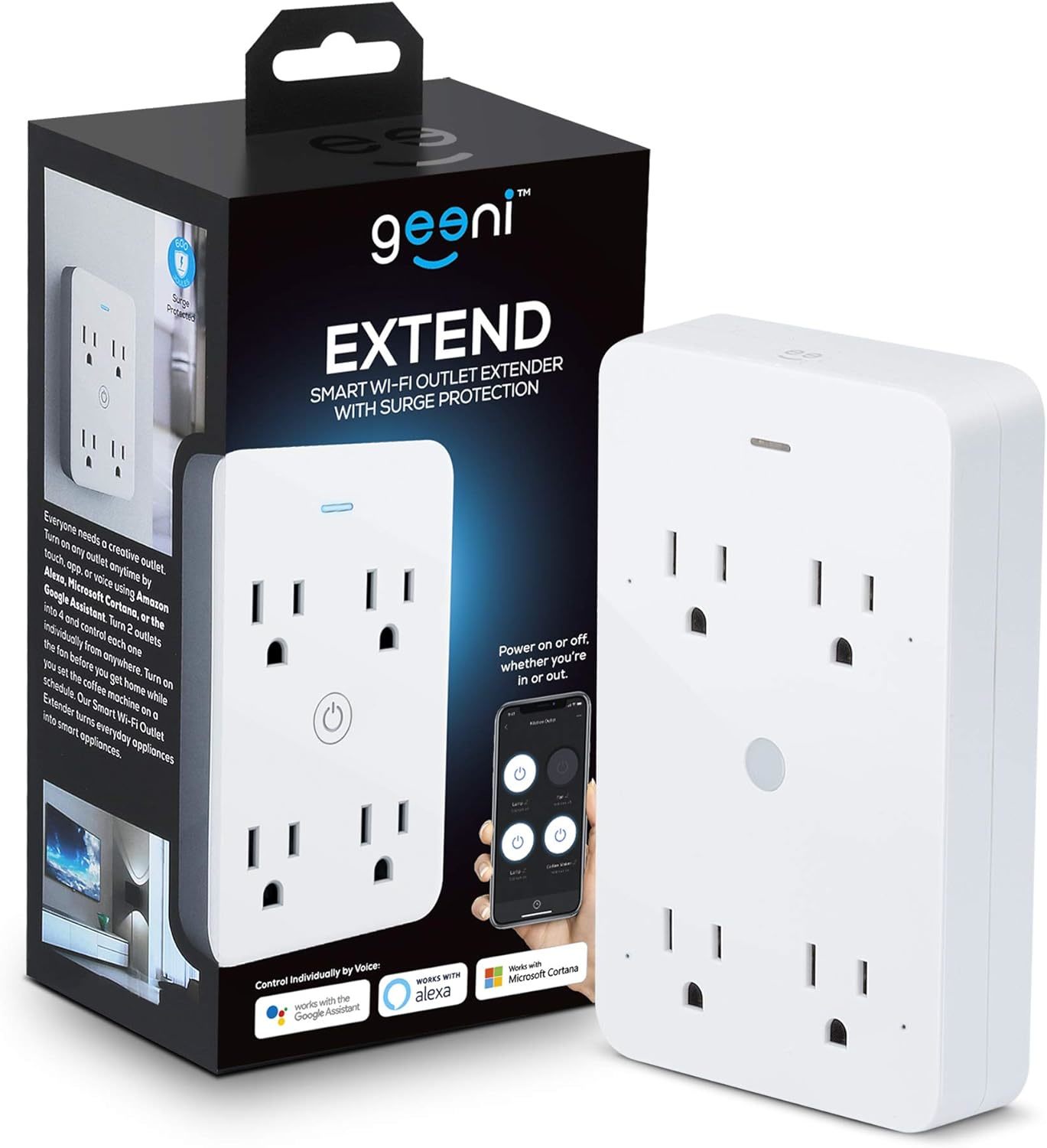 Geeni Smart Wi-Fi 4 Outlet Plug With Surge Protection, – No Hub Required... - $39.99