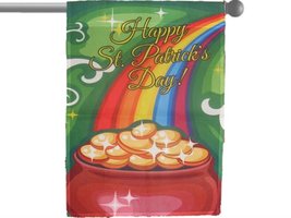 28x40 Printed Happy St. Patty&#39;s Patrick&#39;s Day Pot of Gold Rainbow Pole Sleeve 28 - £7.40 GBP