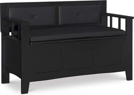 Linon Carlton Padded Bench, 44.5&quot;W X 17&quot;D X 30&quot;H, Black - $219.99