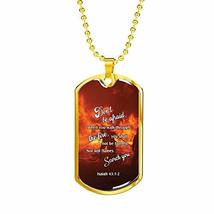 Fear NOT Firefighter Necklace Stainless Steel or 18k Gold Dog Tag w 24&quot; Chain - £35.57 GBP