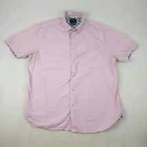 Denim &amp; Flower Pink Blue Polkadot Short Sleeve Shirt Button Up Size XL - $15.74